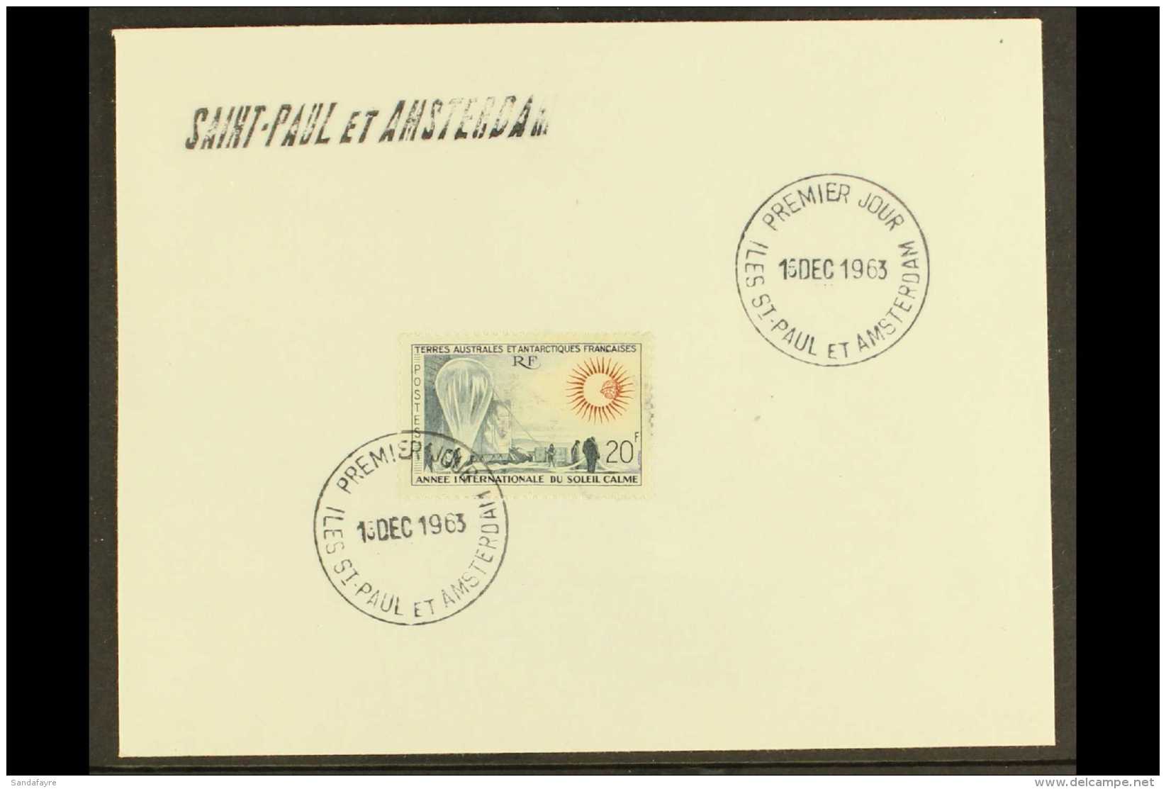 TAAF  1963 (16 Dec) Unaddressed "Galleni" Cover Bearing 20f "Year Of The Quiet Sun" (SG 36) Tied Neat First Day... - Other & Unclassified