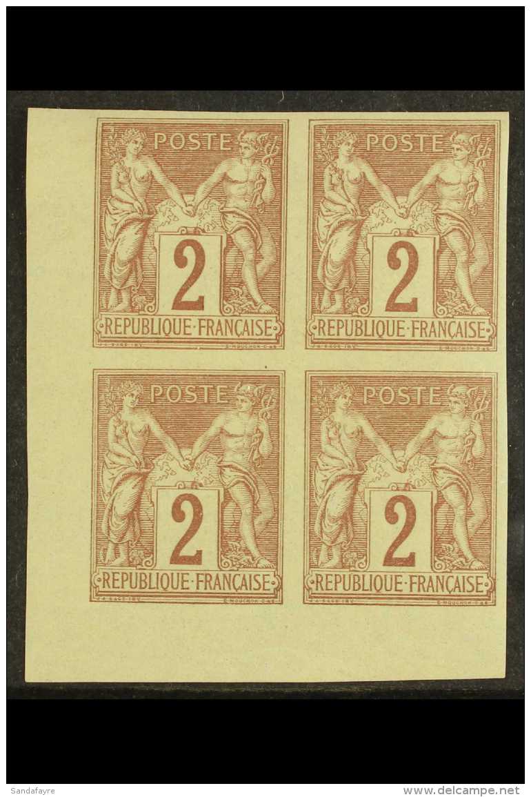 GENERAL COLONIES  1878-80 2c Brown &amp; Buff, Corner Imperf Block Of 4, Yv 38, With Clear Margins, Fine Mint (1... - Sonstige & Ohne Zuordnung