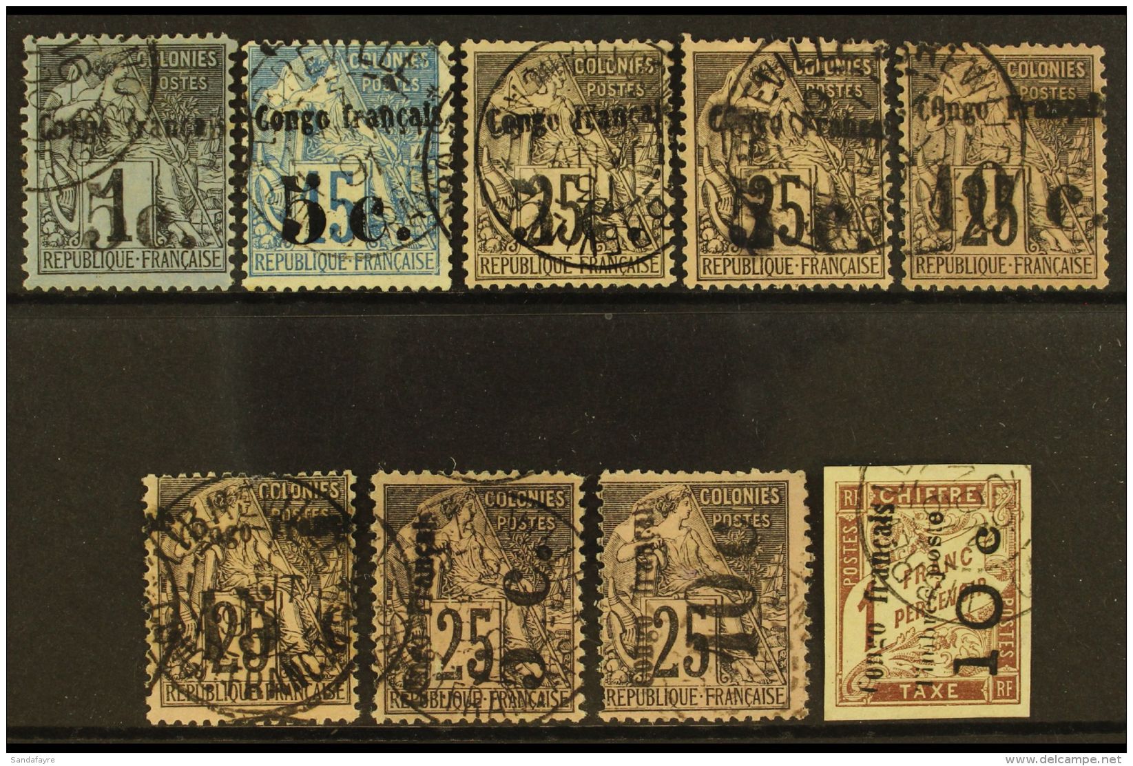 CONGO  1891 - 1892 SURCHARGES Lovely Group Of Very Fine Used Stamps. Includes 1891-92 Type I 5c On 1c, 5c On 15c... - Sonstige & Ohne Zuordnung