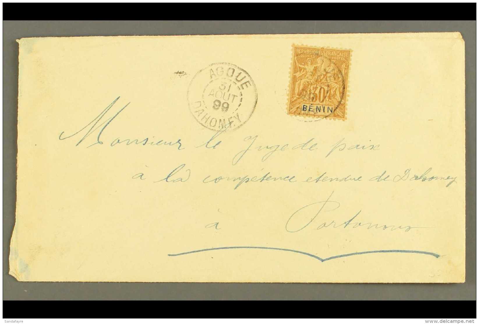 BENIN  1899 (31 Aug) Cover To Porto Novo Bearing 1894 30c Brown, Yvert 41, Tied By "AGOUE / DAHOMEY" Cds, On The... - Other & Unclassified