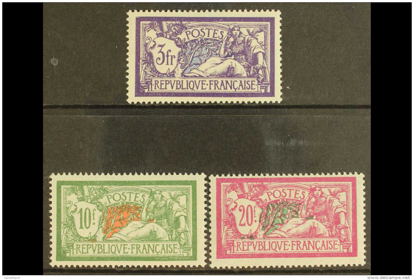 1925-26  "Merson" Set - 3f, 10f And 20f (Yvert 206/08, SG 429 &amp; 431/32) Never Hinged Mint. Fresh And... - Other & Unclassified