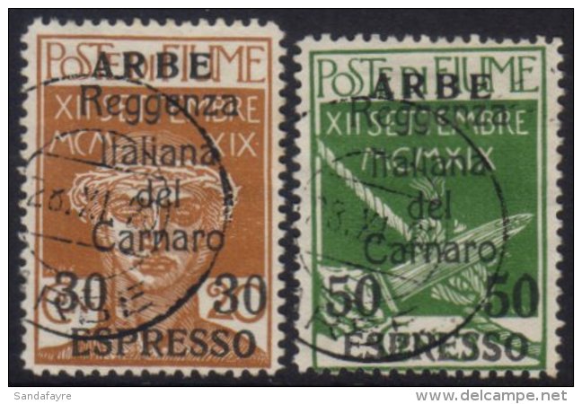 ARBE  Express 1920 Overprints Complete Set, Sass S.52, Very Fine Cds Used. (2 Stamps) For More Images, Please... - Fiume