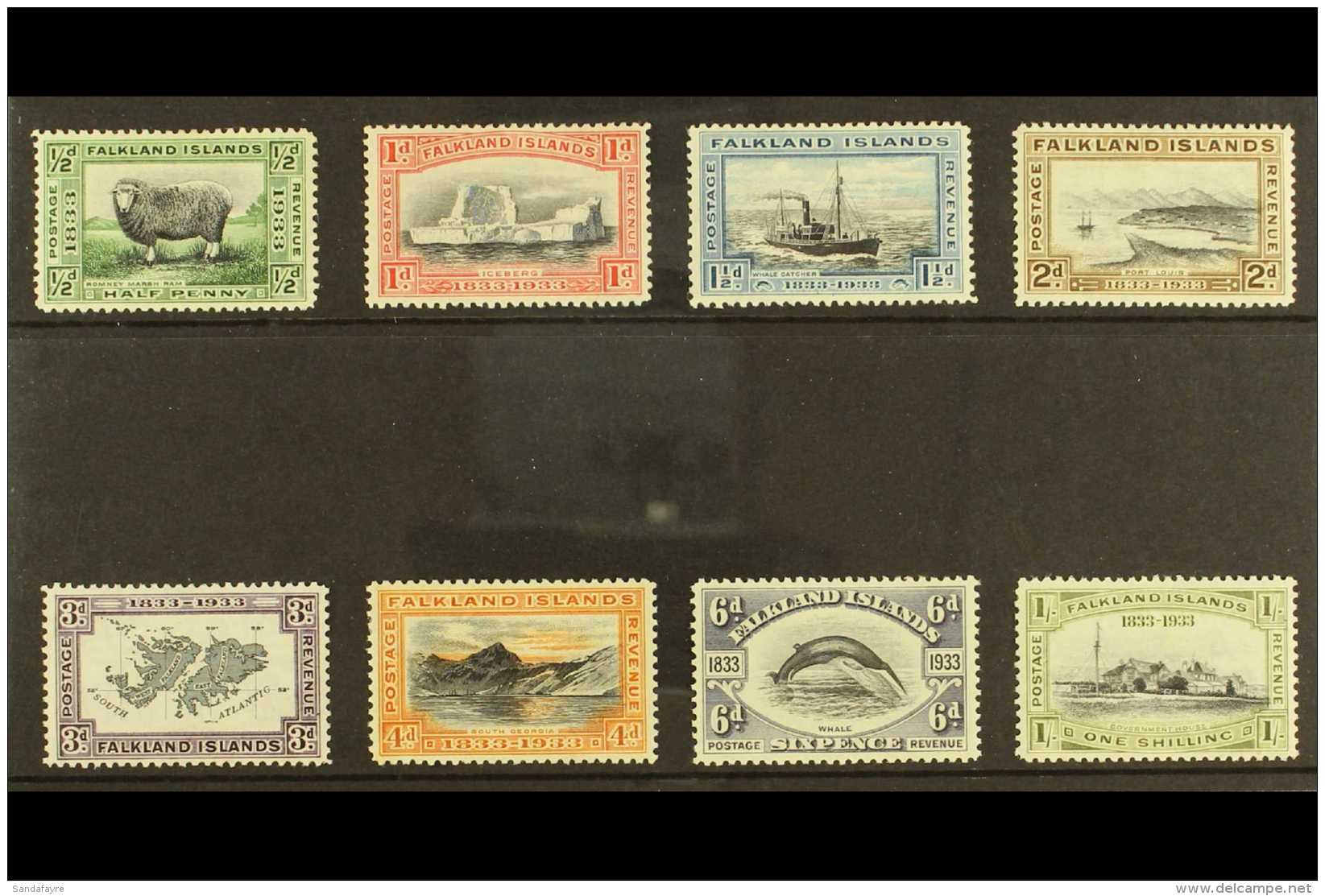 1933  Centenary Set To 1s, SG 127/34, Very Fine Mint. Fresh And Attractive! (8 Stamps) For More Images, Please... - Falkland Islands