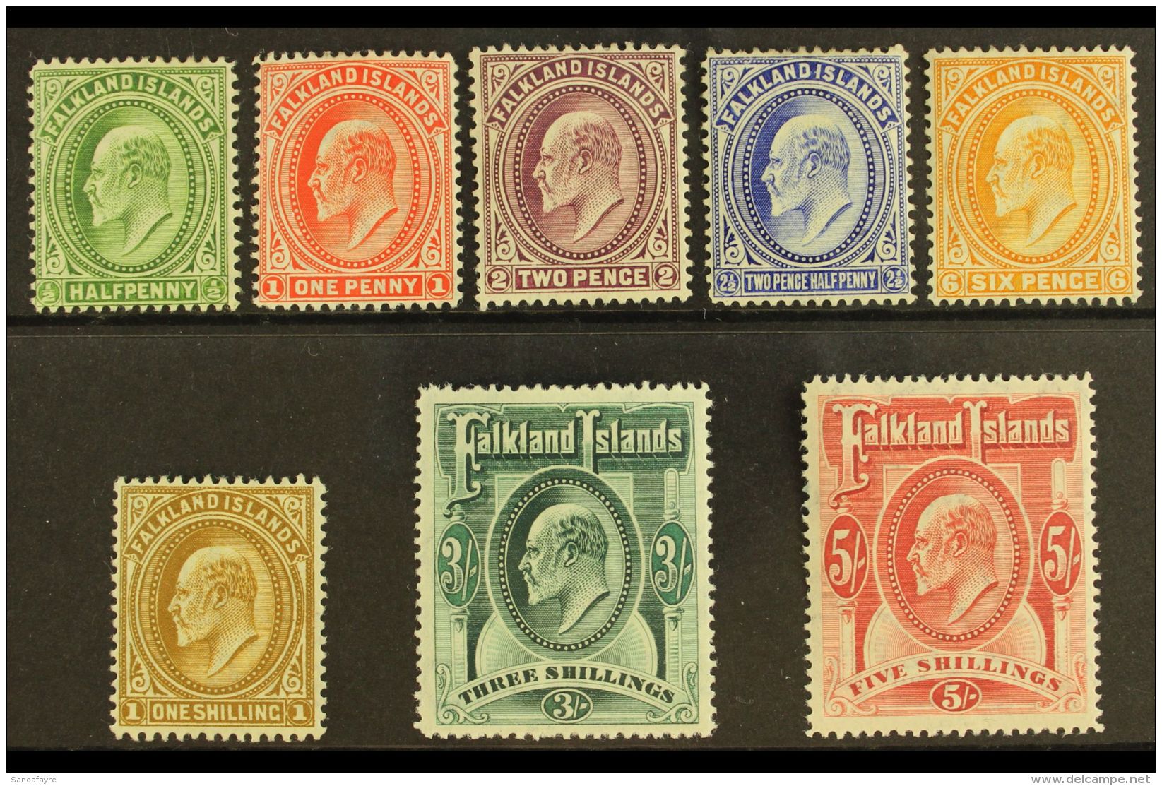 1904-12  Definitive Set Complete, SG 43/50, Very Fine Mint (8 Stamps) For More Images, Please Visit... - Falkland Islands