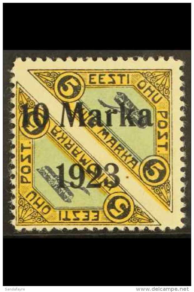 1923  10m On 5m + 5m Air Pair, Yellow, Blue &amp; Black, Perf 11&frac12;, Mi 43A, SG 46a, Very Fine Mint For More... - Estland