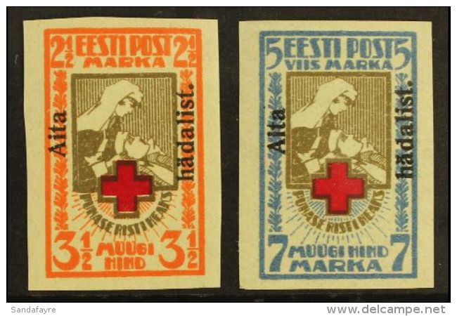 1923  "Aita Hadalist." Charity Overprints Complete Imperf Set (Michel 46/47 B, SG 49A/50A), Very Fine Mint,... - Estland