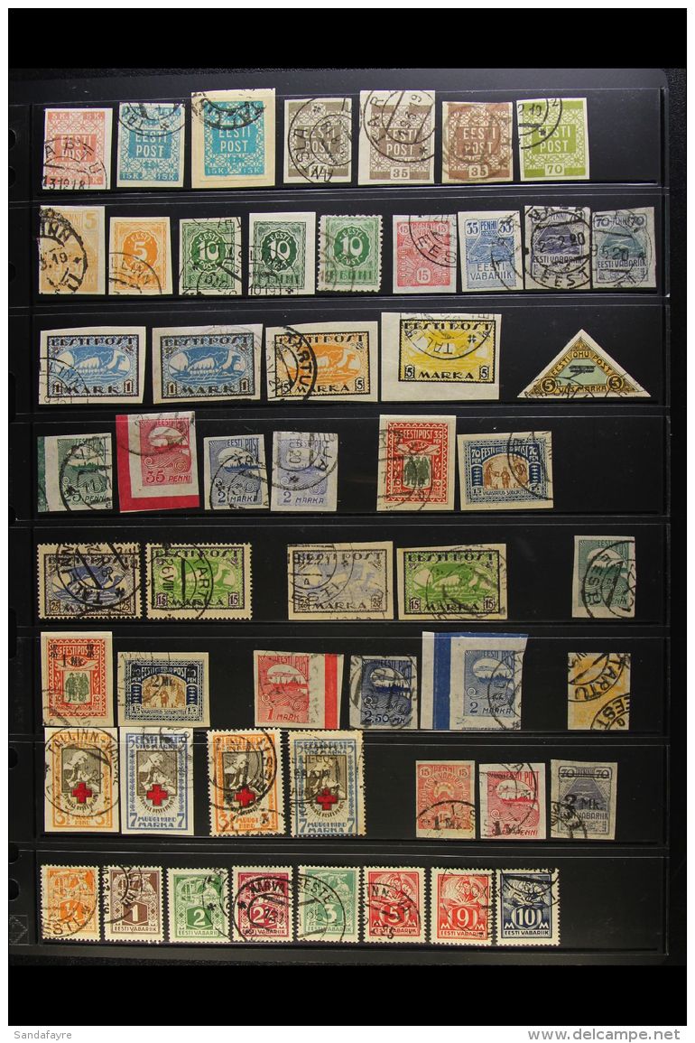 1918-1940 FINE/VERY FINE USED COLLECTION  On Stock Pages, ALL DIFFERENT, Inc 1921-22 Red Cross Perf &amp; Imperf... - Estland