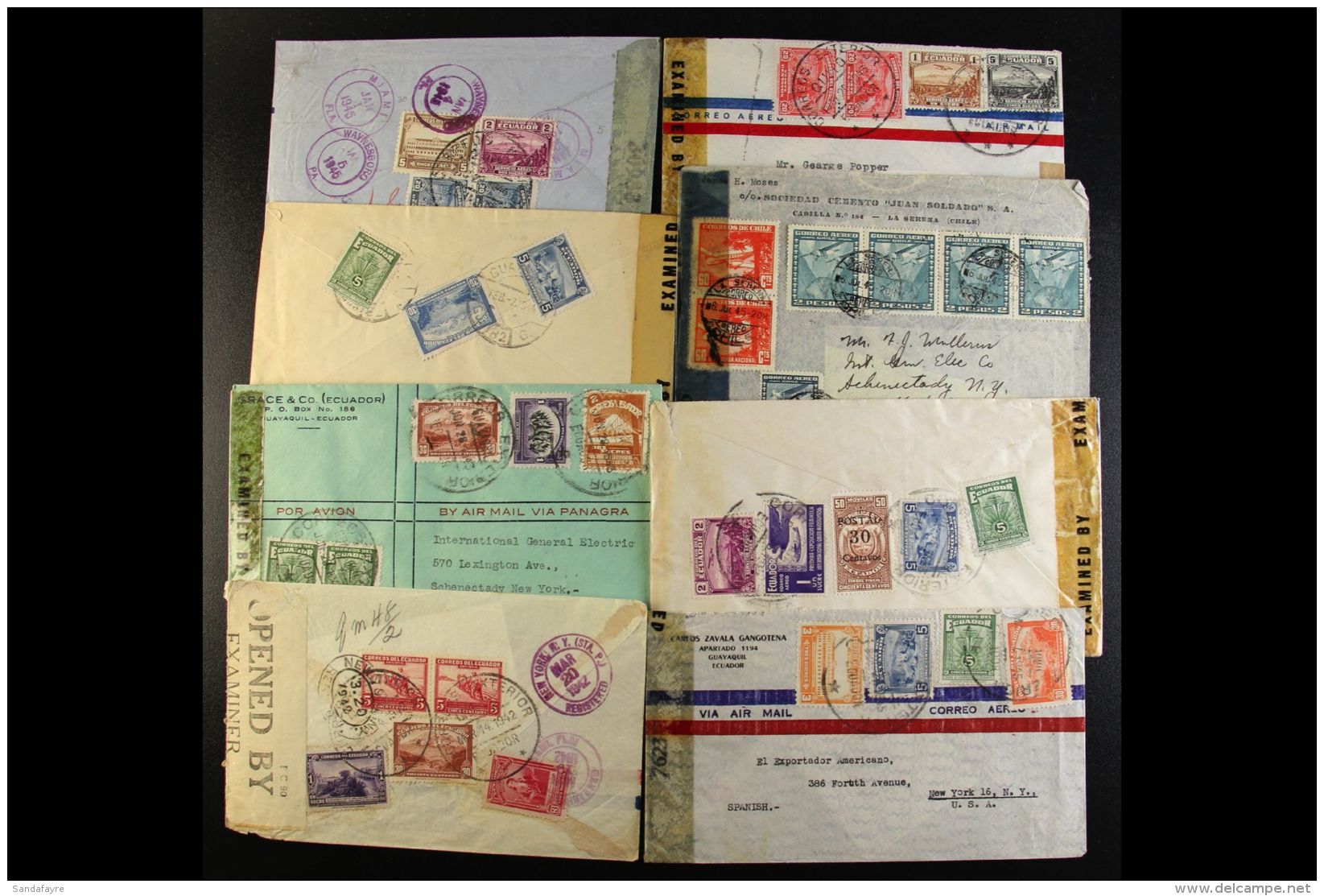 1942-1945 CENSORED COVERS.  An Interesting Collection Of Commercial Censor Covers With Multiple Frankings Mostly... - Ecuador