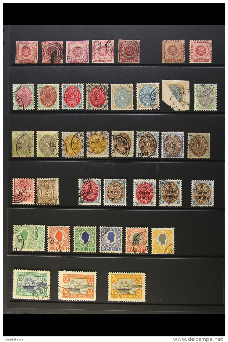 1855-1916 USED COLLECTION  A Valuable Collection Which Includes 1855 3c Imperfs X5 Incl One With Deep Brown Gum,... - Dänisch-Westindien