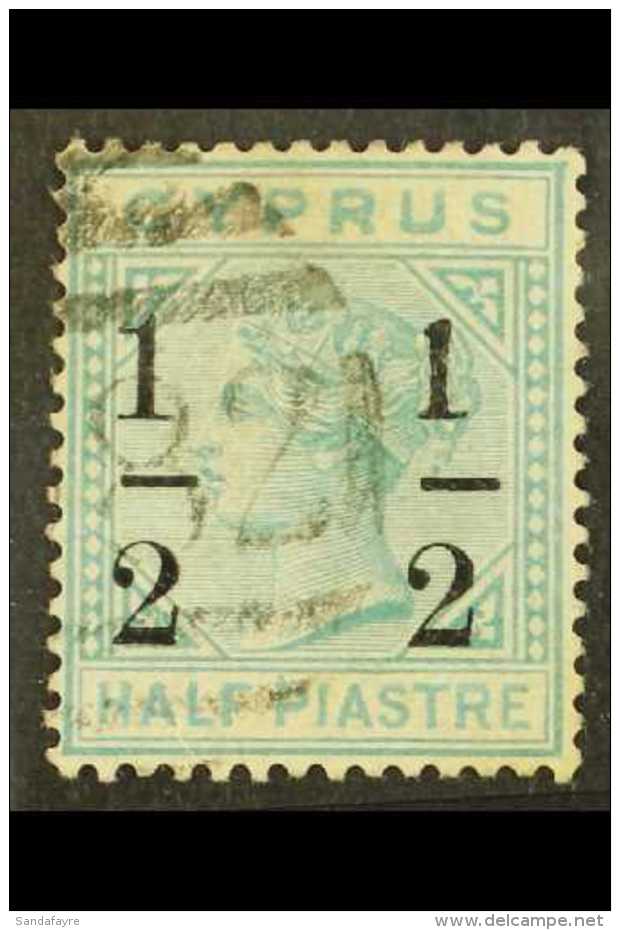 1886  "&frac12;" On &frac12;pi Emerald-green Fractions 8mm Apart Wmk CC With SMALL "1" AT RIGHT Variety, SG 28b,... - Other & Unclassified