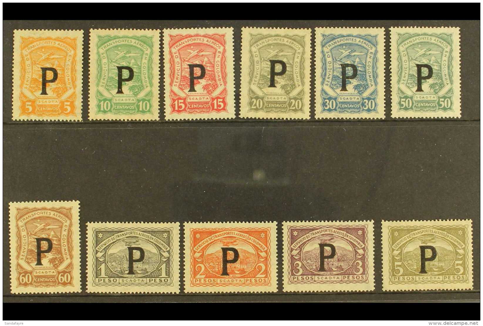 SCADTA  PANAMA 1923 Complete Set With "P" Consular Overprints (Scott CLP56/66, SG 26K/36K), Mint, Some With The... - Colombia