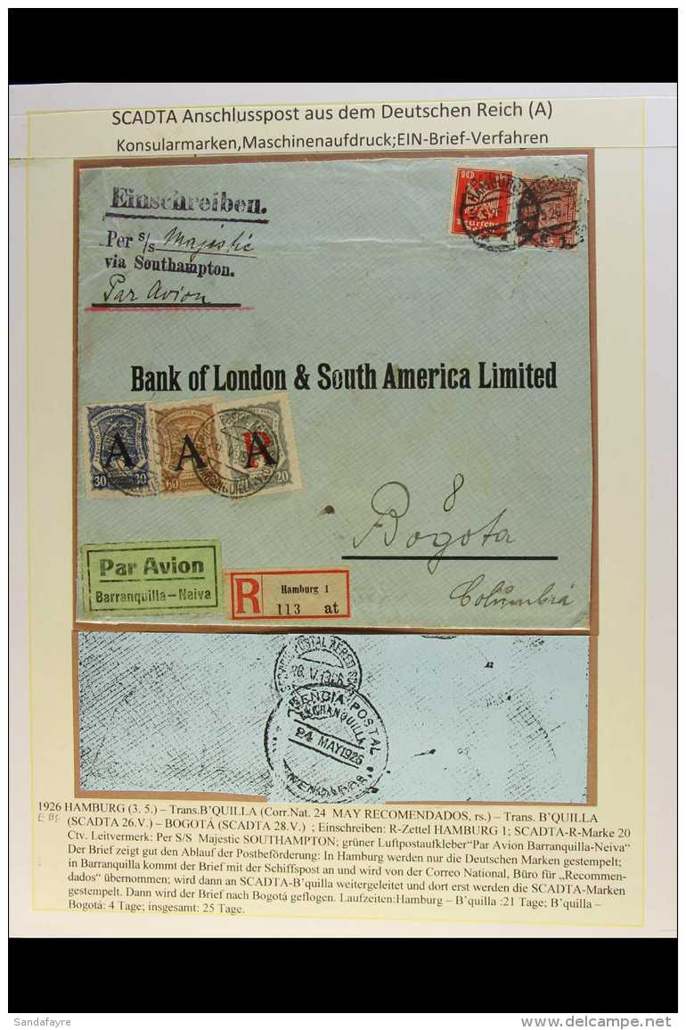 SCADTA  1926 (3 May) Registered Cover From Germany Addressed To Bogota, Bearing Germany 10pf &amp; 60pf Tied By... - Kolumbien