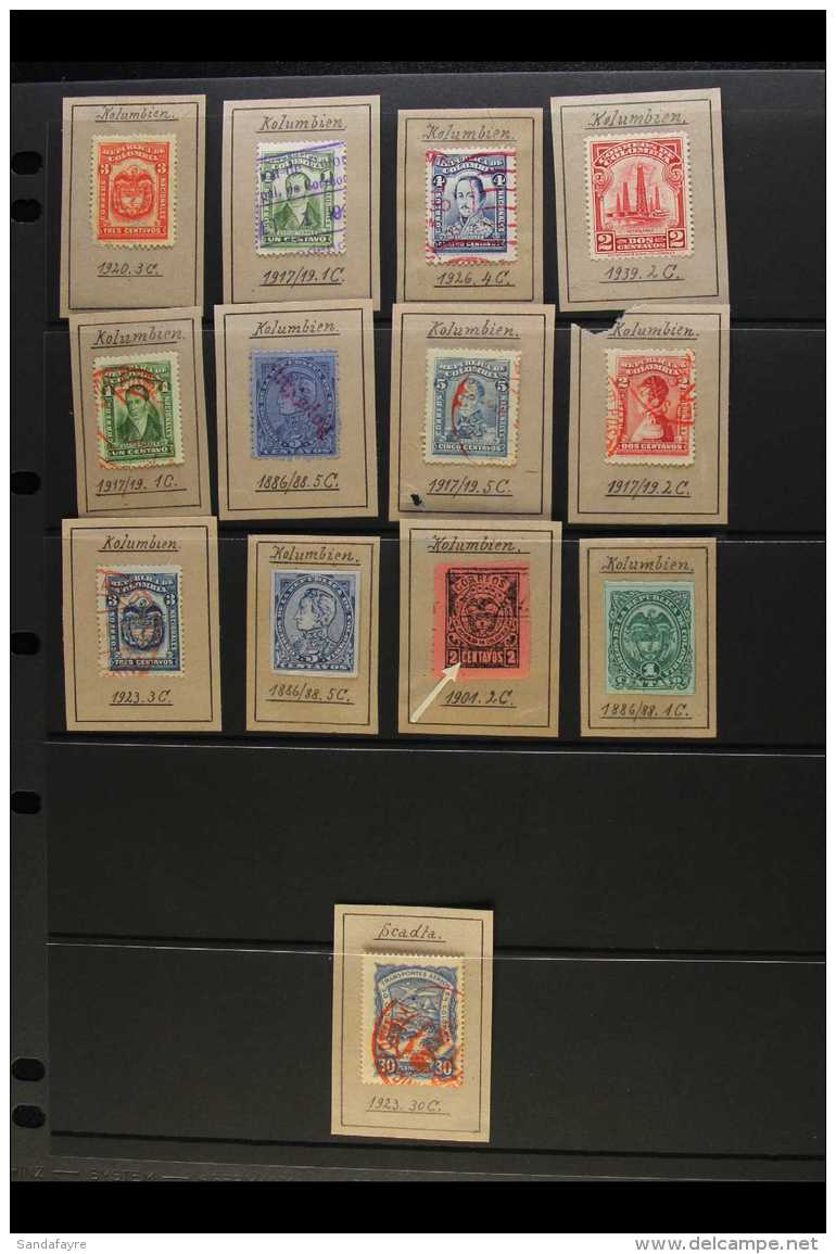 IMPERFS AND COLOURED POSTMARKS  1886-1939 Assembly Which Includes 1886-88 1c And 5c Imperf Singles, 1901 2c Black... - Colombia