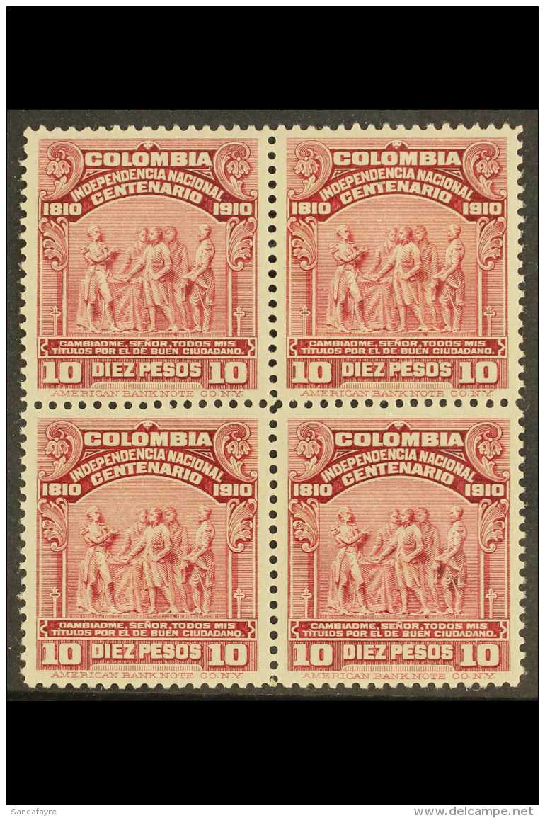 1910 RARITY  10p Lake, Centenary Of Independence, SG 352, Superb NHM Block Of 4. Rare And Spectacular Piece. Cat... - Colombia