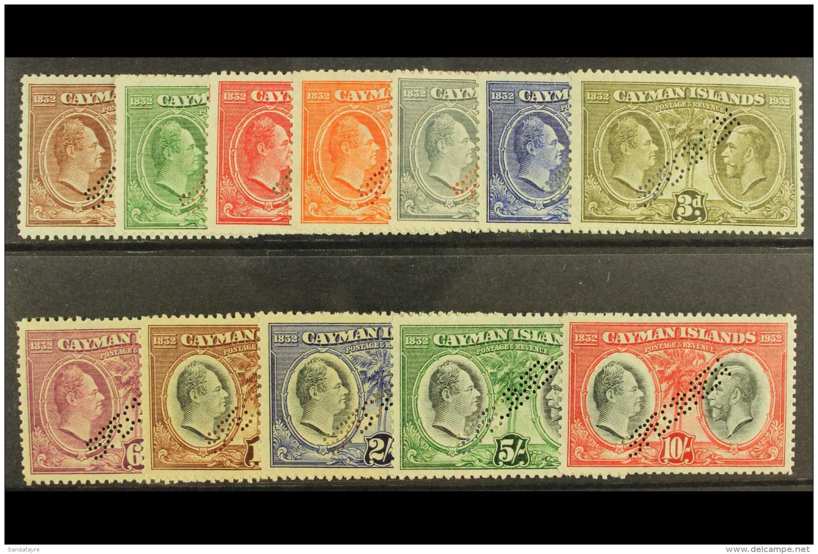 1932 CENTENARY  Complete Set, Perf "SPECIMEN", SG 84/95s, Mainly Fine Mint, Gum Toned On 6d, 1s And 2s, The 10s... - Kaimaninseln