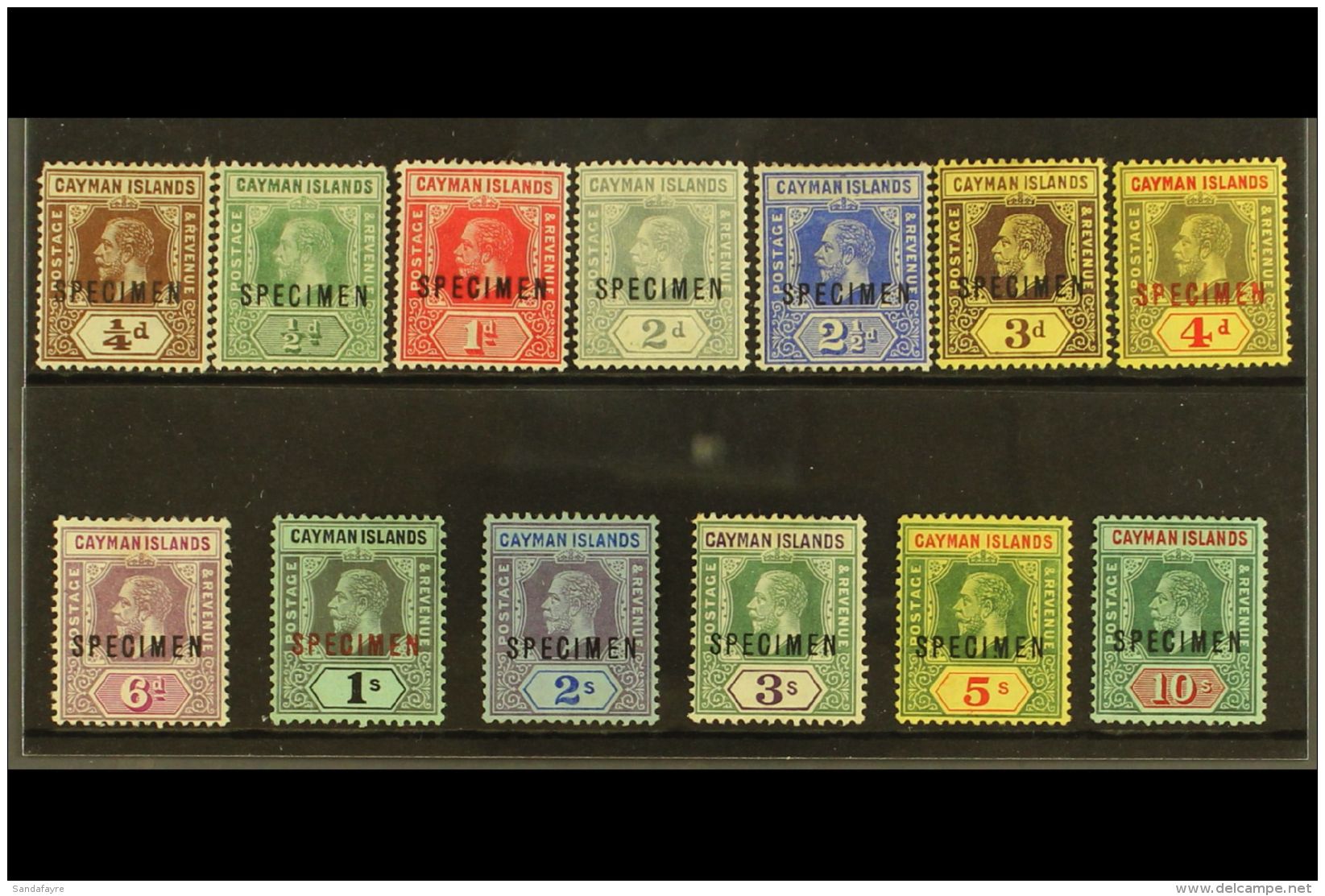 1912-20 SPECIMENS  KGV Complete Set With "SPECIMEN" Overprints, SG 40s/52s, Fine Mint With Good Colour.... - Cayman Islands