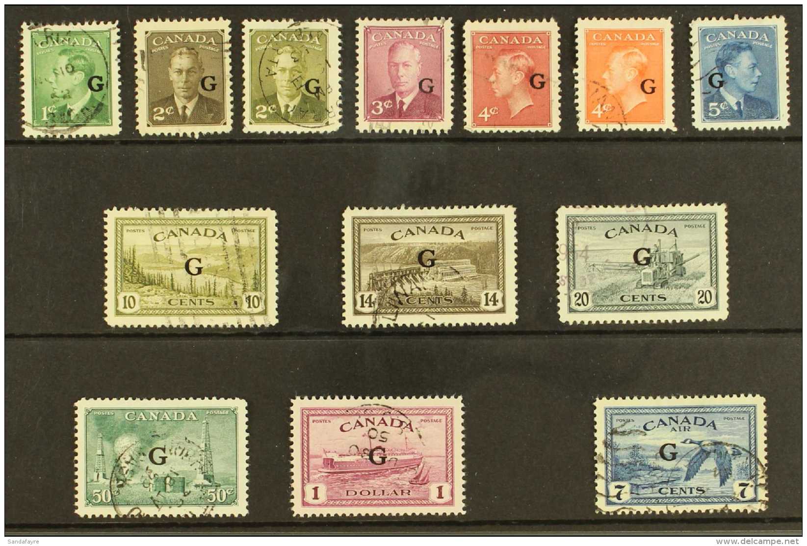 OFFICIALS  1950-52 Complete Set With "G" Overprint, SG O178/O190, Very Fine Used. (13 Stamps) For More Images,... - Other & Unclassified