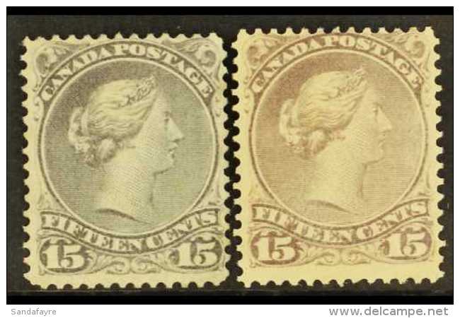 1868-71  15c Dull Violet-grey And 15c Dull Grey-purple, SG 61b &amp; 61c, Unused (no Gum). Cat &pound;575. (2... - Other & Unclassified