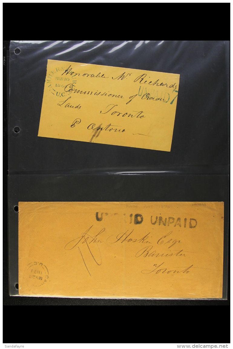 1862-1871 "UNPAID" MAIL.  An Interesting Group Of Stampless Covers Bearing Straight-line "UNPAID 7" Or "UNPAID"... - Other & Unclassified