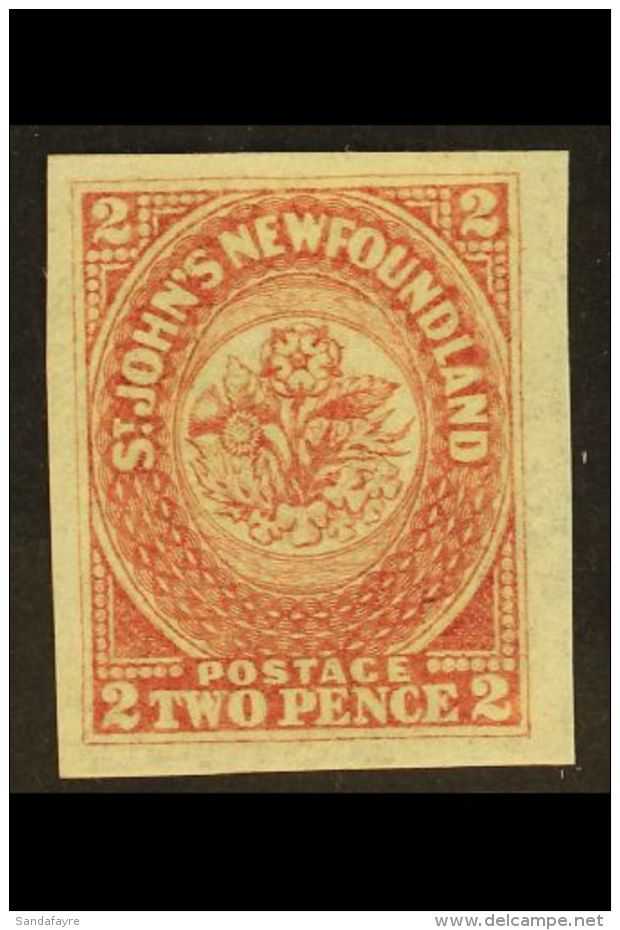 1862  2d Rose Lake, SG 17, Superb Mint With Enormous Margins All Round. Senf Bros Guarantee On Reverse. Wonderful... - Other & Unclassified