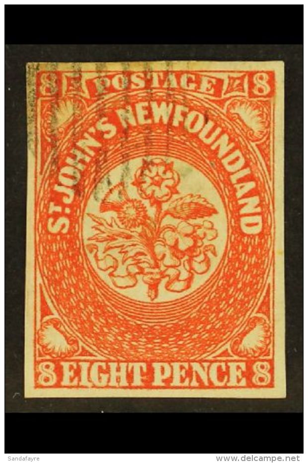 1857  8d Scarlet Vermilion, SG 8, Superb Used With Good Even Margins All Round, Bright Colour And Neat Barred... - Other & Unclassified