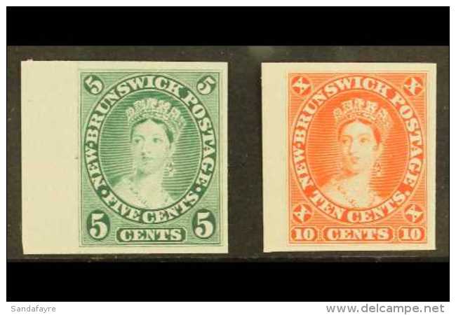 1860  5c Green &amp; 10c Vermilion IMPERF PLATE PROOFS, Unitrade 8P &amp; 9Pi, Very Fine Unused No Gum As... - Sonstige & Ohne Zuordnung