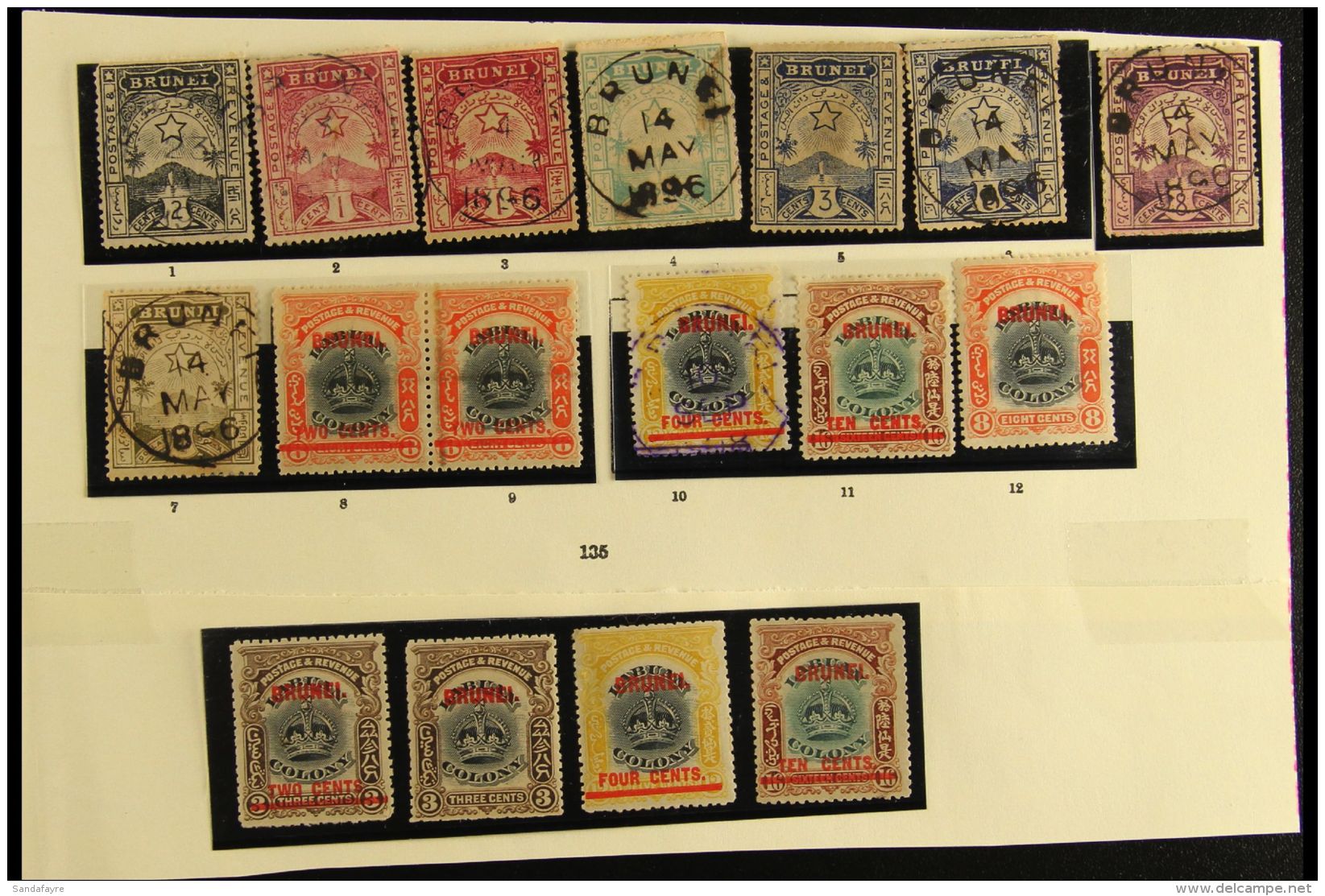 1895-1947 COLLECTION  In Hingeless Mounts On Pages, Mostly Mint, Inc 1895 Most Vals To 8c, 25c &amp; $1 (small... - Brunei (...-1984)