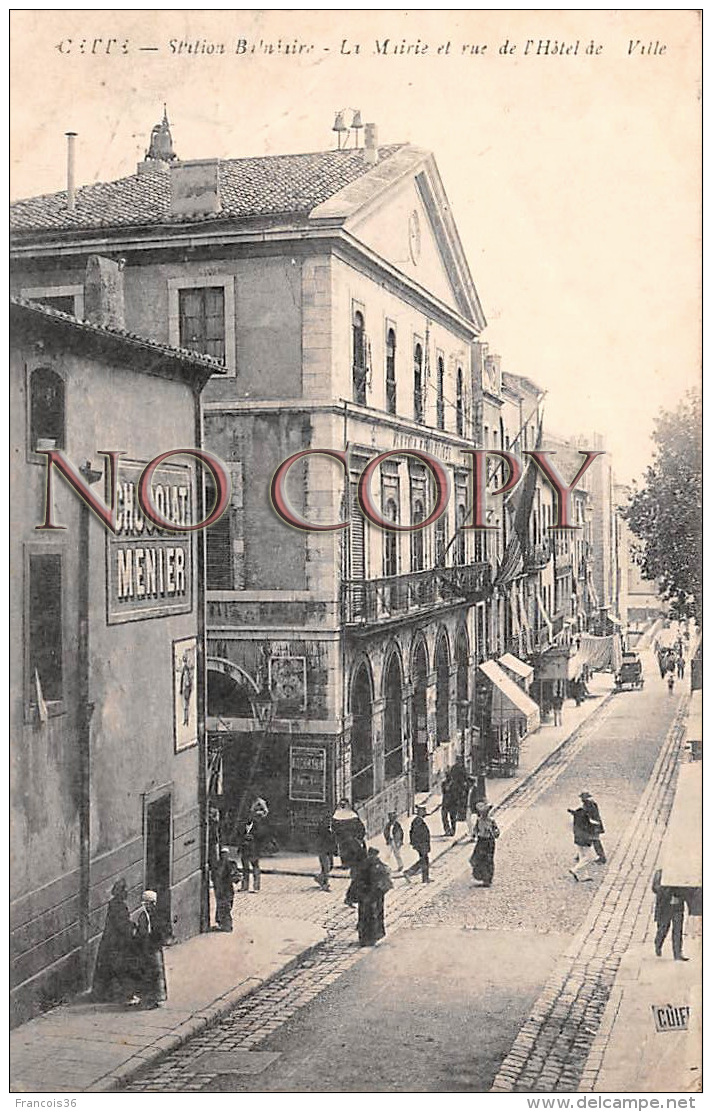 34 - Sete Cette - Station Balnéaire - La Mairie Et Rue De L'Hôtel De Ville - Chocolat Menier - Sete (Cette)