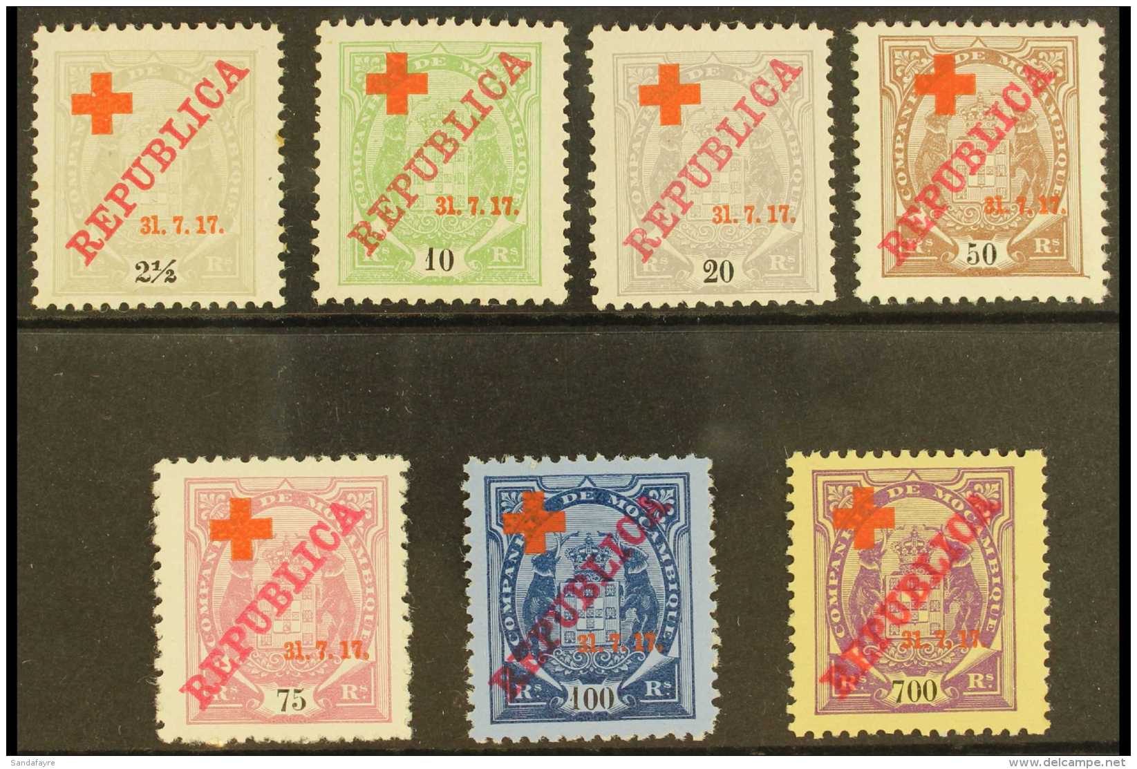 MOZAMBIQUE COMPANY  1917 Red Cross Fund Ovptd Set, SG 189/95, Scott B1/7, Never Hinged Mint (7). For More Images,... - Other & Unclassified