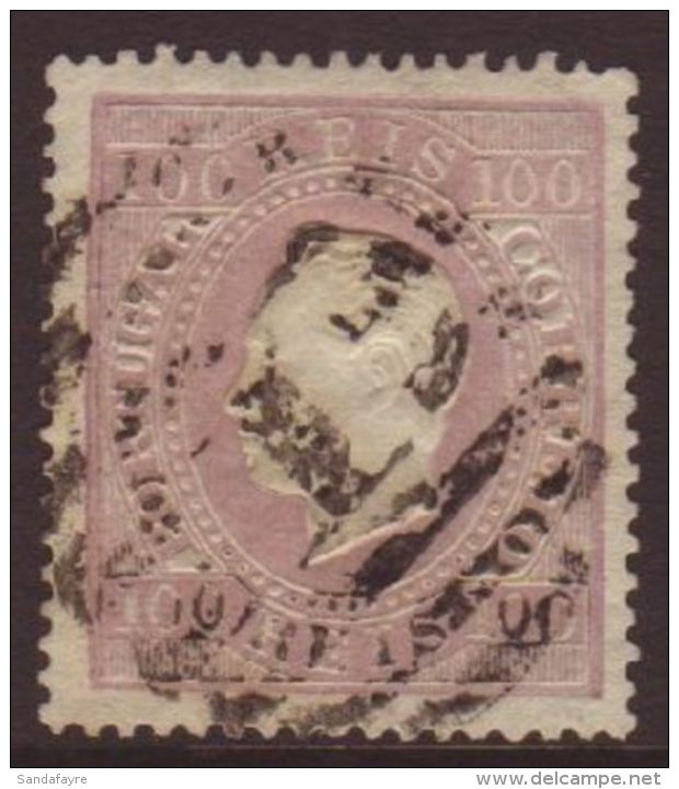 1870-84  100r Pale Mauve Luis Straight Label Unsurfaced Paper Perf 14, SG 133, Michel 41x D, Fine Used, Scarce!... - Sonstige & Ohne Zuordnung