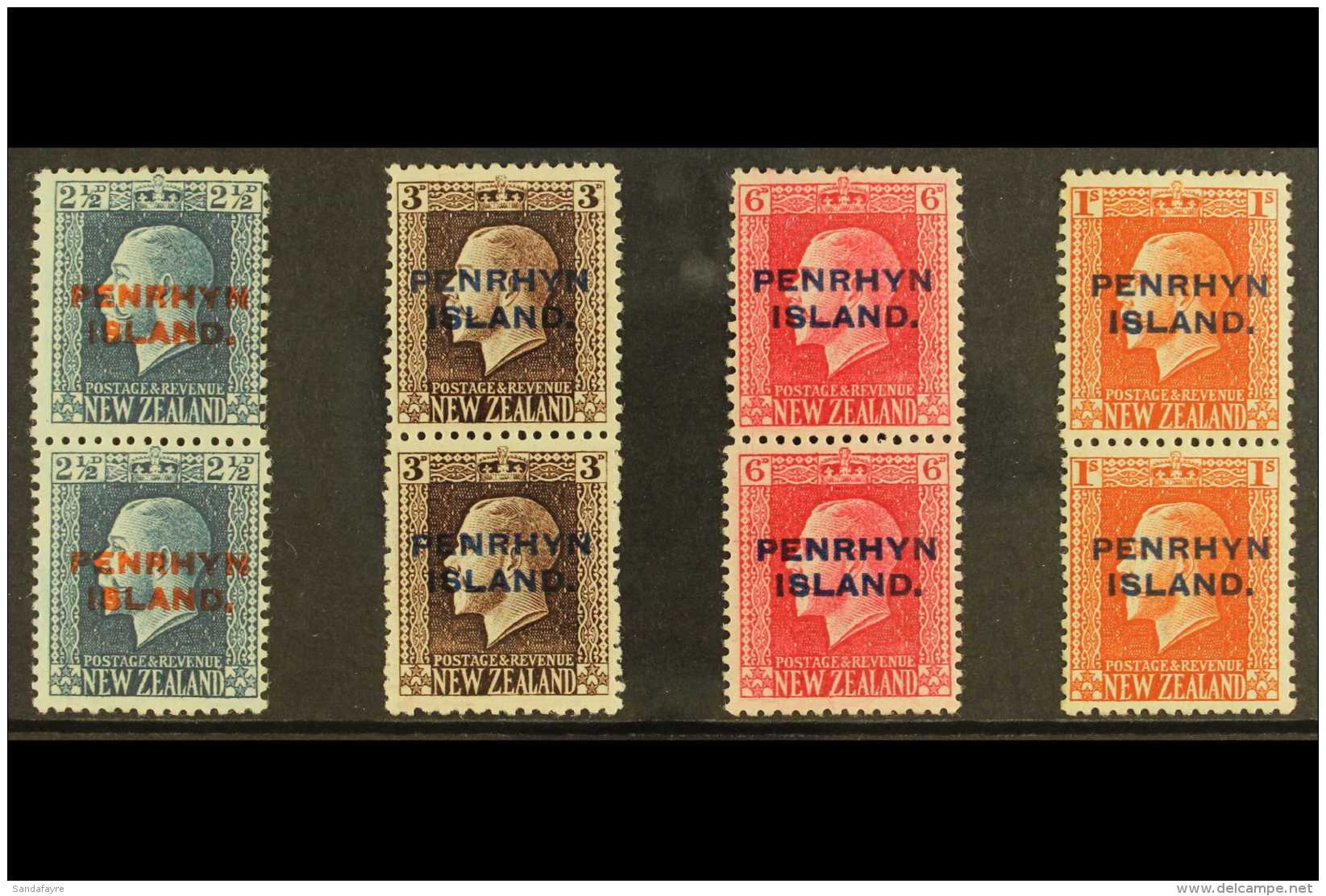 1917-20  Vertical Pairs With Mixed Perfs, The Complete Set, SG 24b/27b, Very Fine Mint (4 Pairs) For More Images,... - Penrhyn