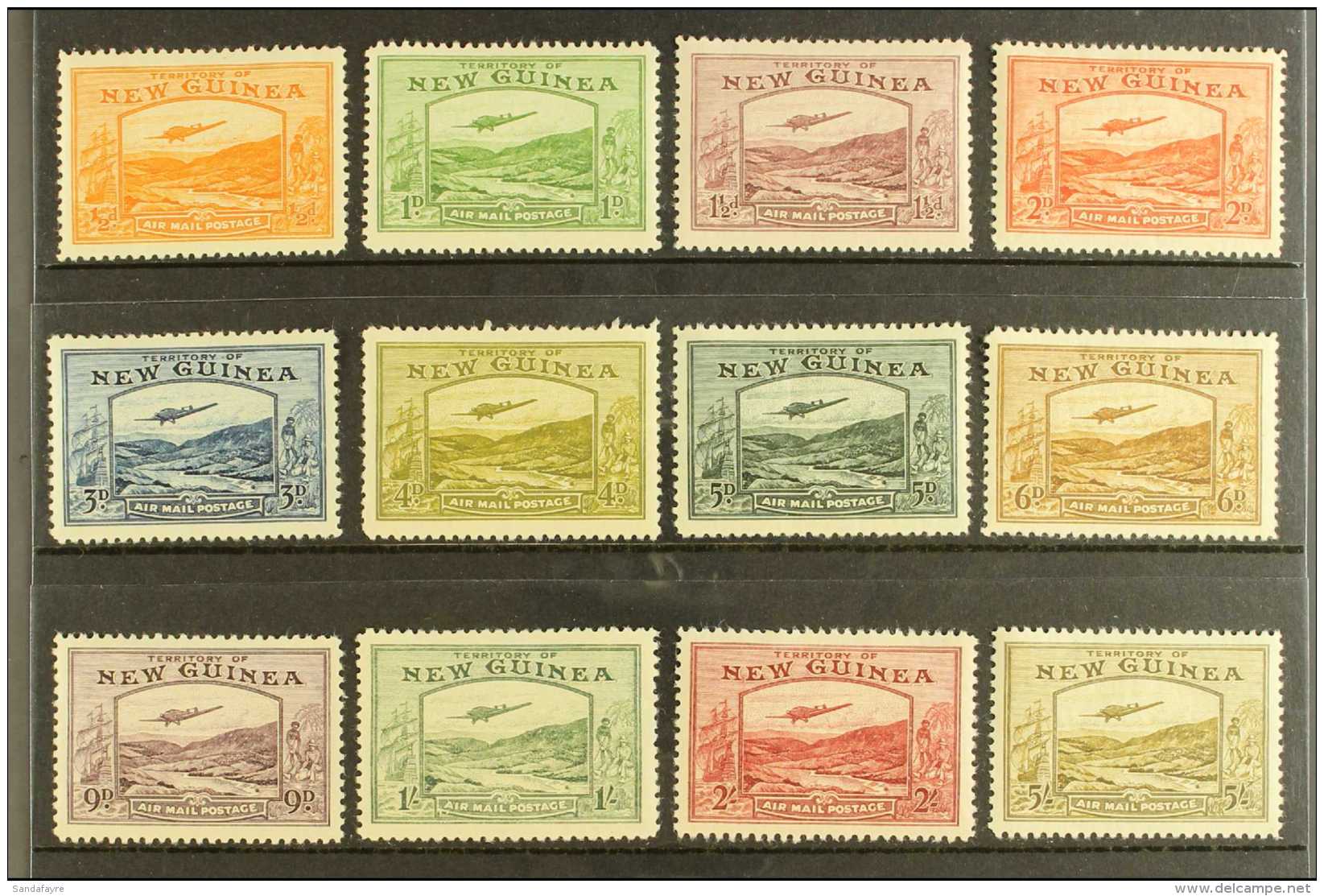 1939  Bulolo Goldfields Air Set Complete From &frac12;d To 5s, SG 212/223, Very Fine Mint. (12 Stamps) For More... - Papua New Guinea