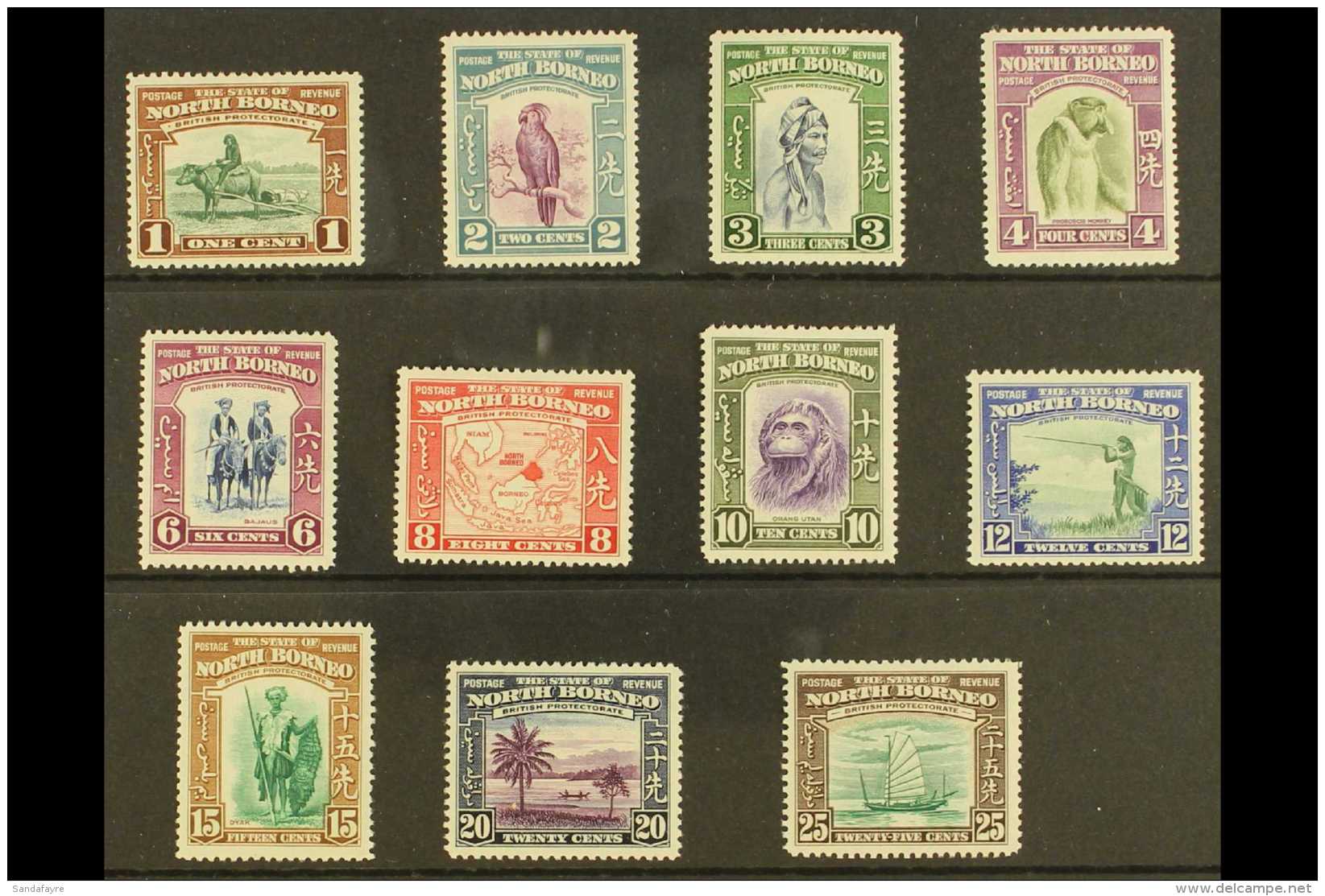 1939  Pictorial Definitives Set To 25c, SG 303/13, Very Fine Mint - Extremely Lightly Hinged, Most Values Appear... - North Borneo (...-1963)