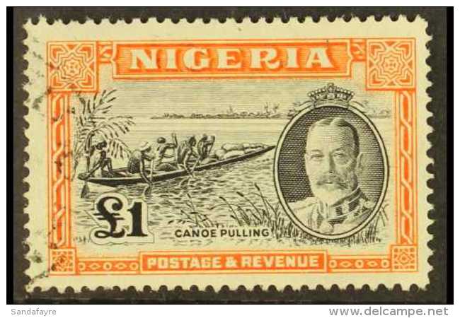 1936  KGV Pictorial Definitive &pound;1 Black And Orange, SG 45, Fine Used. For More Images, Please Visit... - Nigeria (...-1960)
