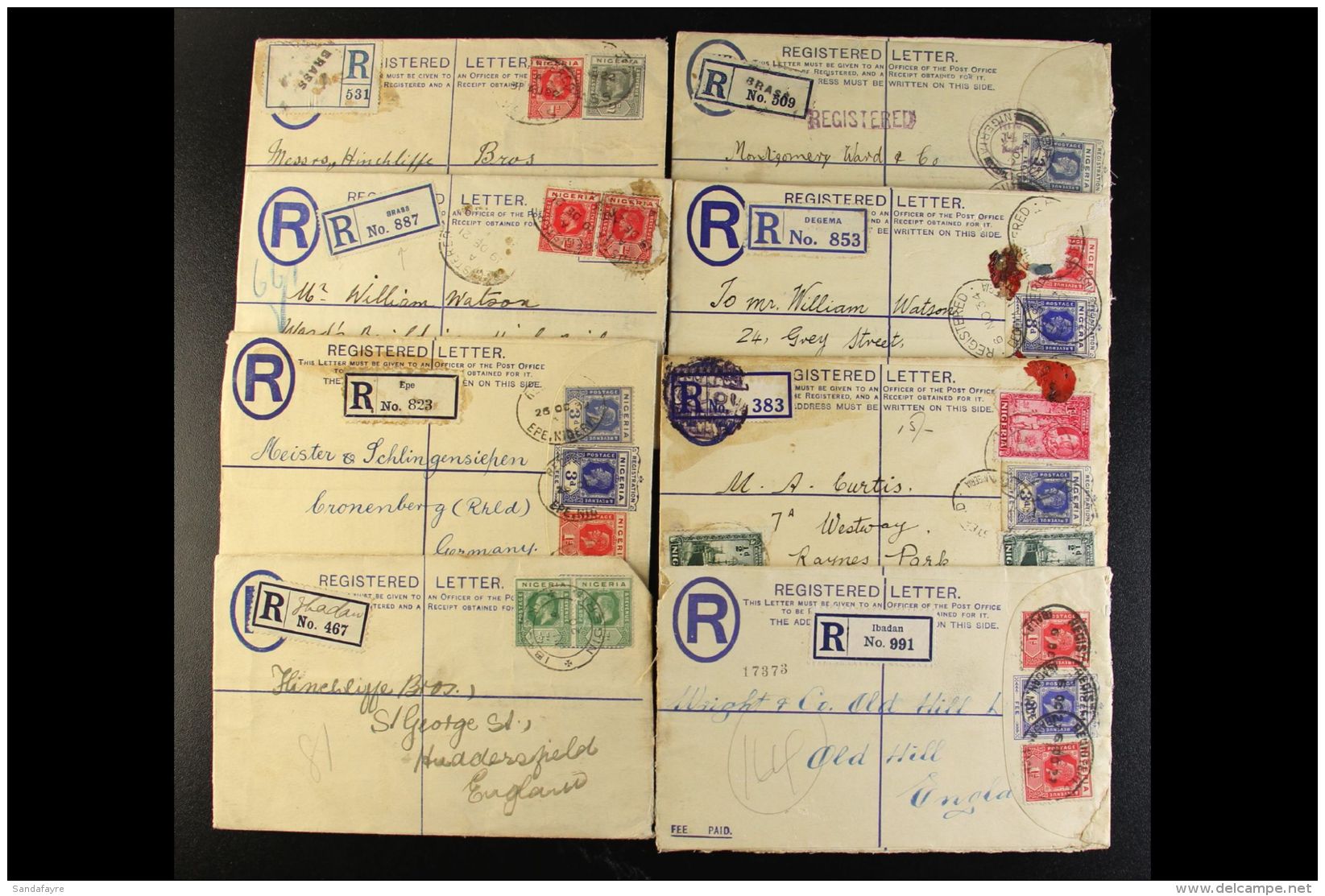 1919-37 KGV REGISTERED ENVELOPES - USED COLLECTION  Of Mainly 2d Or 3d 151 X 95 Mm Or Two 224 X 101 Mm With... - Nigeria (...-1960)