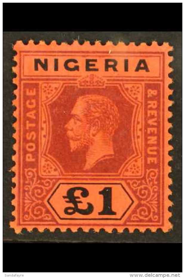 1914-29  &pound;1 Purple And Black On Red, Die I, SG 12a, Very Fine Mint. For More Images, Please Visit... - Nigeria (...-1960)