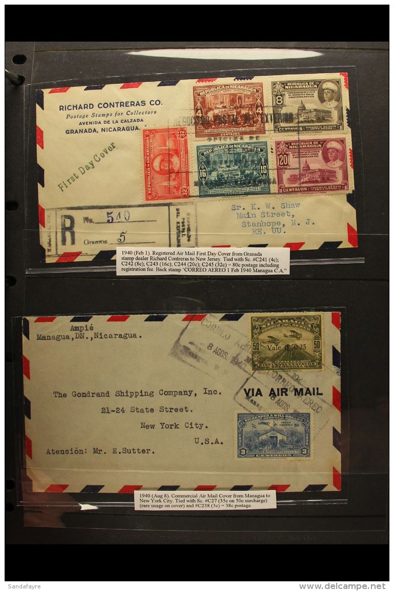 1929-1947 AIR POST COVERS  Fascinating Collection Of Commercial And Philatelic Covers. Note 1929 First Flight To... - Nicaragua