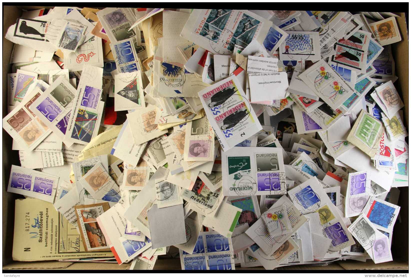 1980's/90's OFFICE CLIPPINGS  A Huge Quantity Of Fine/very Fine Used Stamps On Pieces, Filling A Large Carton.... - Other & Unclassified