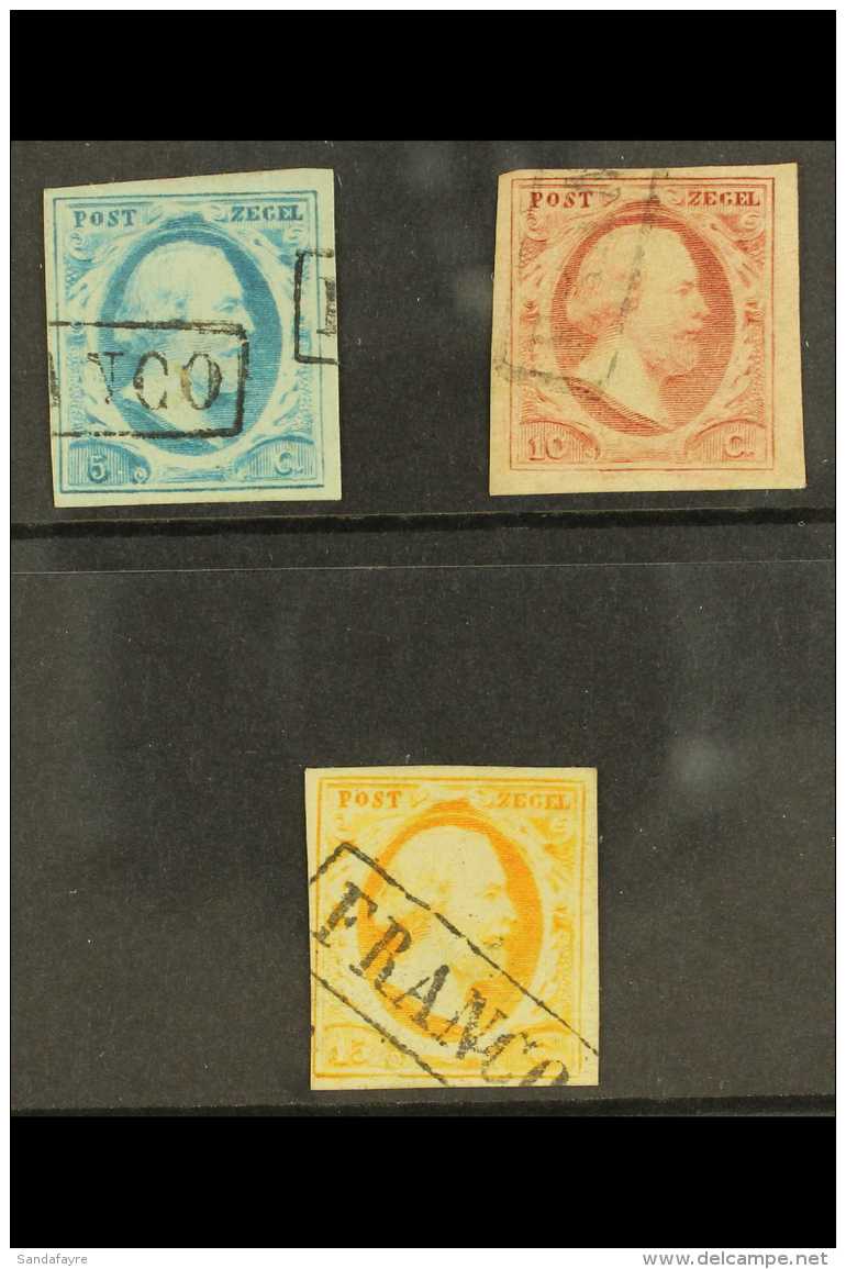 1852  Imperfs Set, Mi 1/3, Fine Used With Neat "Franco" Boxed Cancels. All 4 Margin Examples, Pretty (3) For More... - Other & Unclassified