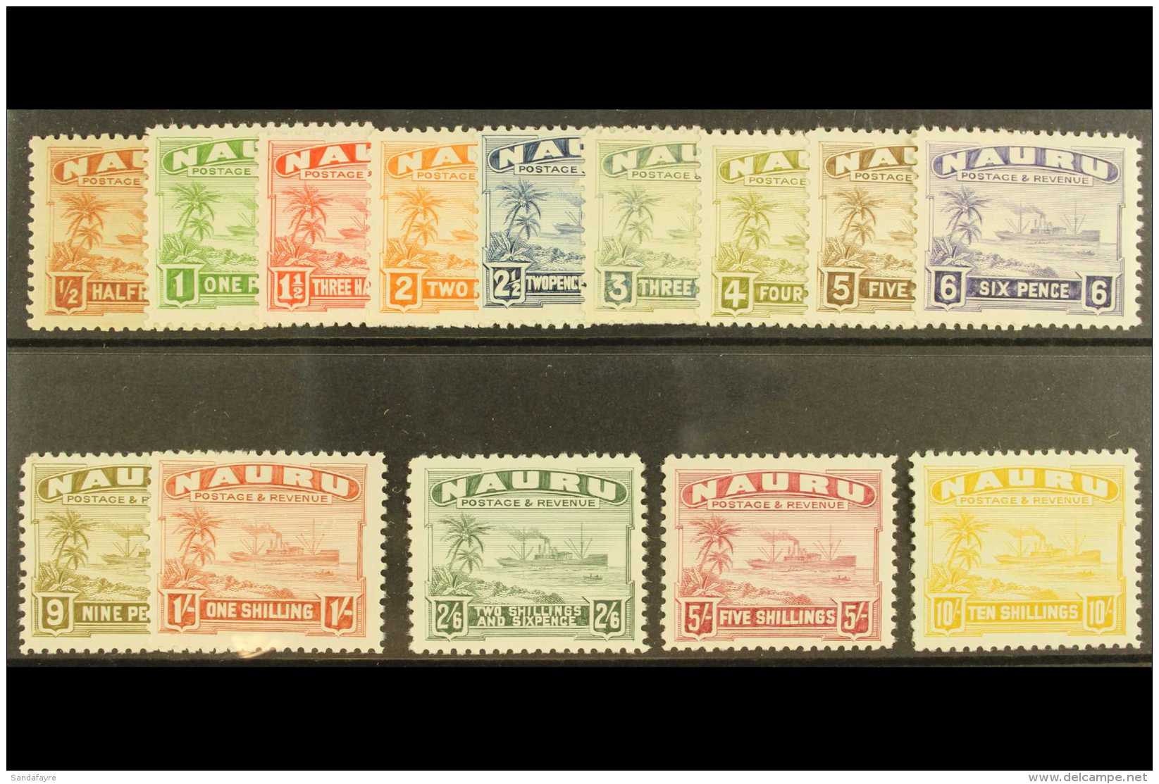 1937-48  Freighter Definitives Set Complete, SG 26B/39B, Lightly Hinged Mint (14 Stamps) For More Images, Please... - Nauru