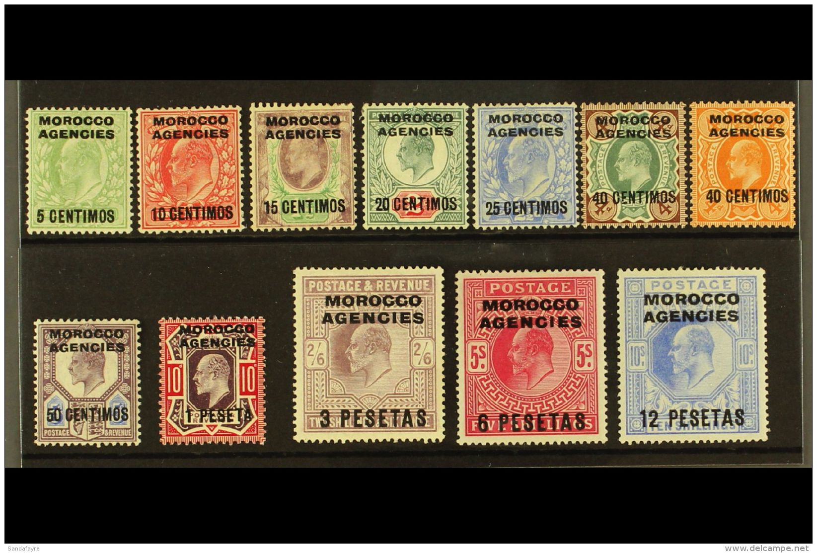 SPANISH CURRENCY  1907-10 KEVII Complete Set, SG 112/23, Fine Mint. Fresh And Attractive. (12 Stamps) For More... - Other & Unclassified