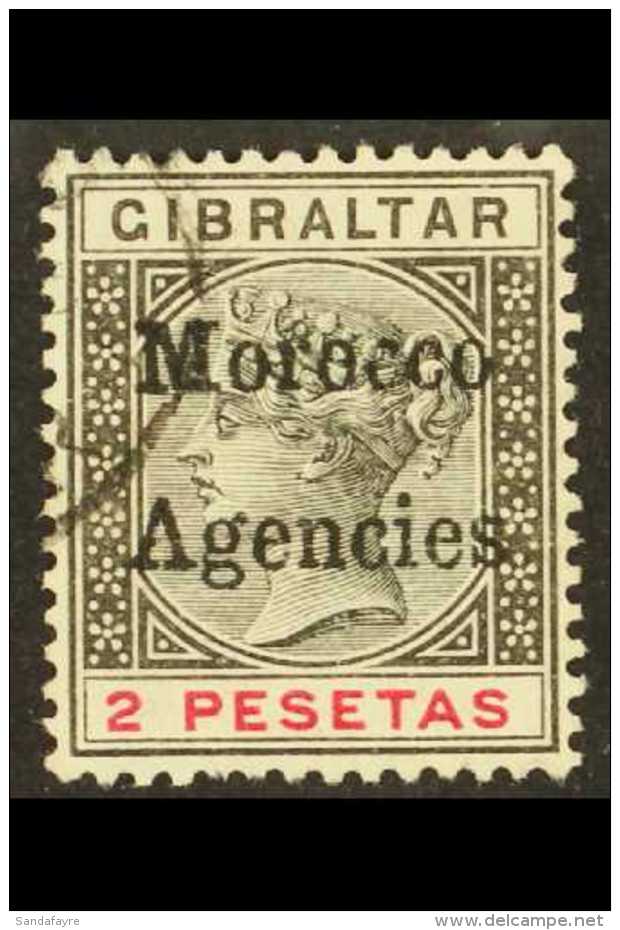 GIBRALTAR ISSUES OVERPRINTED  1898 2p Black And Carmine With Inverted "V" For "A", SG 8a, Finely Used, Couple Of... - Other & Unclassified