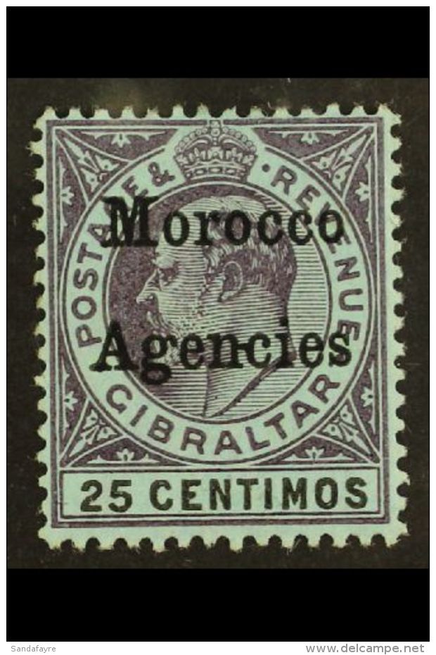 GIBRALTAR ISSUES OVERPRINTED  1903-05 25c Purple And Black/blue With Hyphen Between "nc", SG 20c, Very Fine Mint.... - Other & Unclassified