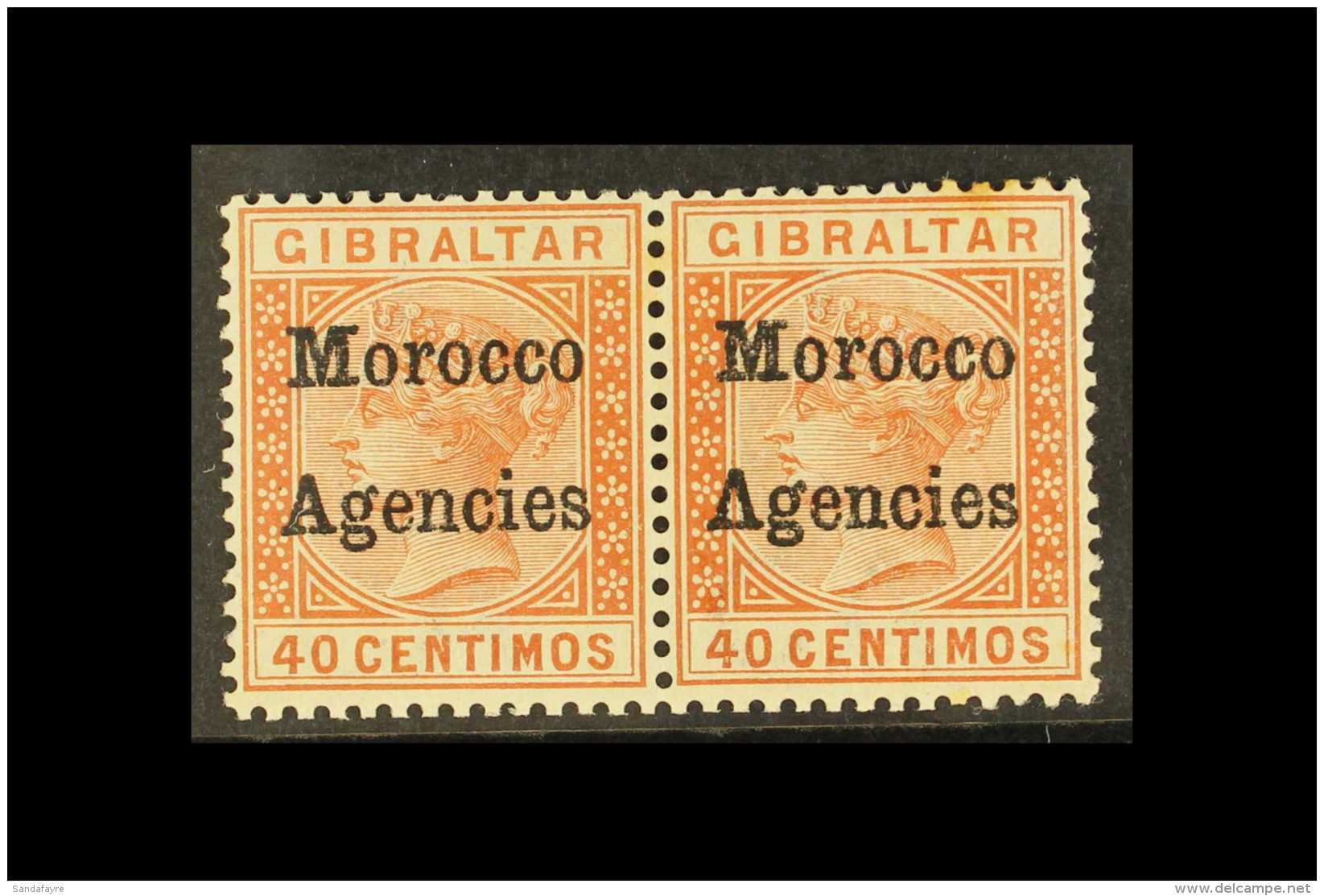 GIBRALTAR ISSUES OVERPRINTED  1898 40c Orange Brown Variety "inverted V For A", In Mint Pair With Normal, SG 5 +... - Sonstige & Ohne Zuordnung