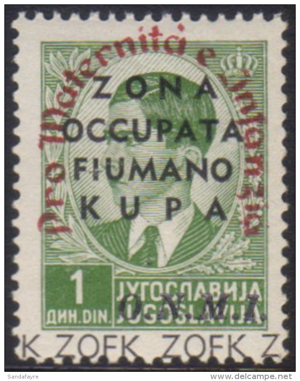 ITALIAN OCCUPATION  1942 KUPA Maternity And Infancy Fund 1d Green, With Red Overprint Sassone 40, Superb Never... - Montenegro