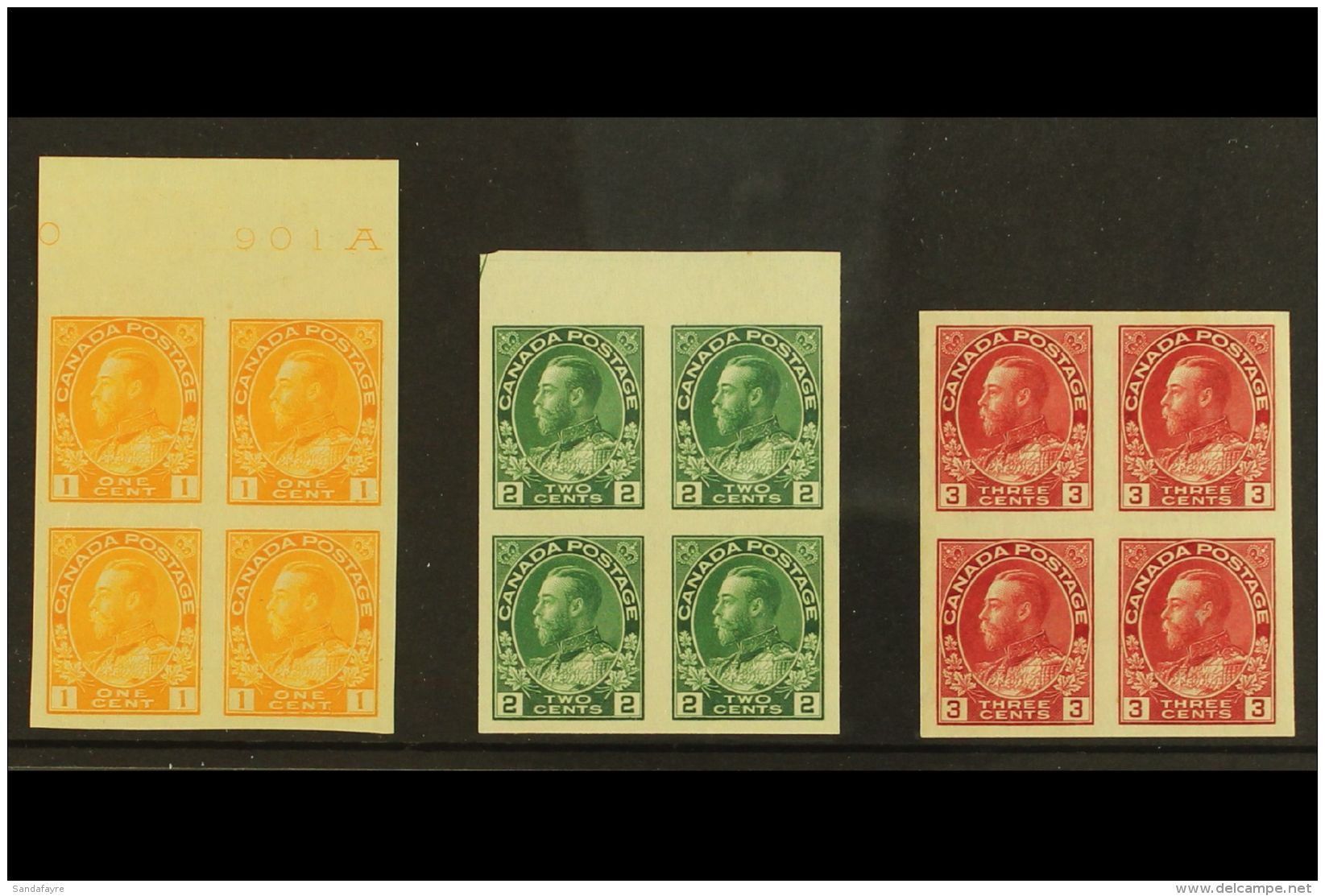 1922-31  1c Chrome, 2c Deep Green And 3c Carmine In Imperf Pairs, SG 259/61, As Very Fine  Mint Blocks Of 4, 2... - Mauritius (...-1967)