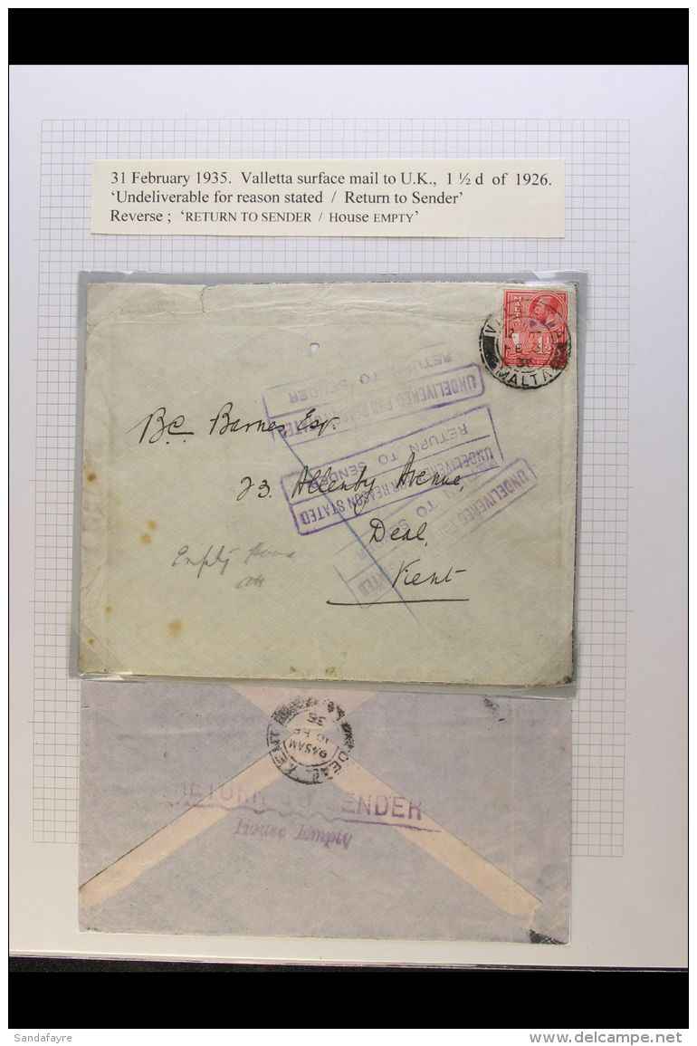 1928-37 COVERS AND CARDS COLLECTION  A Collection Of Commercially Used Covers, Cards, And Postal Stationery... - Malta (...-1964)