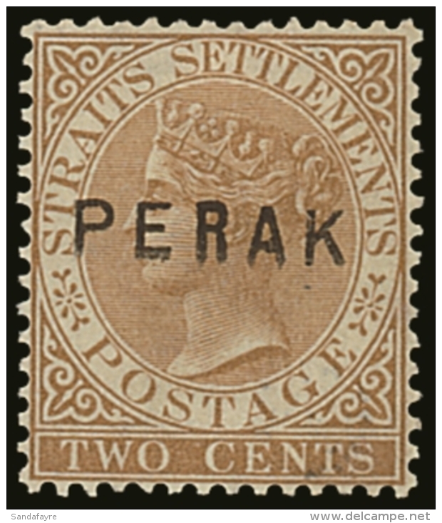 PERAK  1880-1 2c Brown, Wmk Crown CC, Narrow "R" In Ovpt (SG Type 7), SG 7, Fine Mint, Dealer's Mark On Reverse.... - Sonstige & Ohne Zuordnung