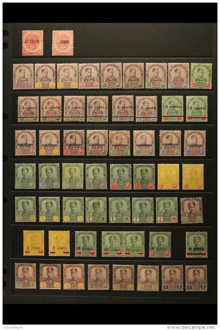 JOHORE  1884-1965 MINT COLLECTION On Stock Pages. Includes 1884-91 Ovpts On 2c X2 Types, 1891-94 Set, 1894... - Sonstige & Ohne Zuordnung