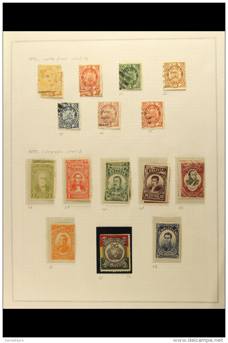 1867-1910 INTERESTING OLD TIME COLLECTION  Presented On Album Pages. Includes A Mint &amp; Used Range With Values... - Bolivia